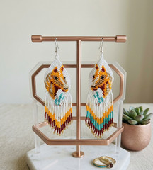 Handmade Horse Seed Bead Earrings Boho Western Fringe Earrings for Women