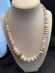 Pretty Handmade Sterling Silver Graduated Natural White Agate Rondelle Necklace