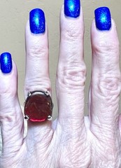 BEAUTIFUL Artisan/Designer Sterling Silver & Brilliant Red Ammolite Ring