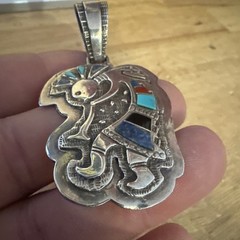 Sterling Silver .925 Pendant Vintage Toning Handmade Native American Jewelry WOW