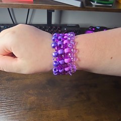 Hand Made Pony Bead Bracelet Size Small (Purple Beads)