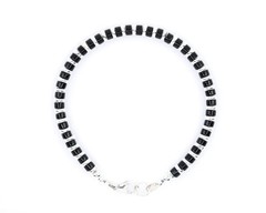 Black Onyx Bracelet Sterling Silver | 4mm Heishi Bead Bracelet | Minimalist