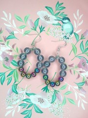Light Blue Iridescent Glass Hoops Earrings Bead Hypoallergenic Handmade Boho