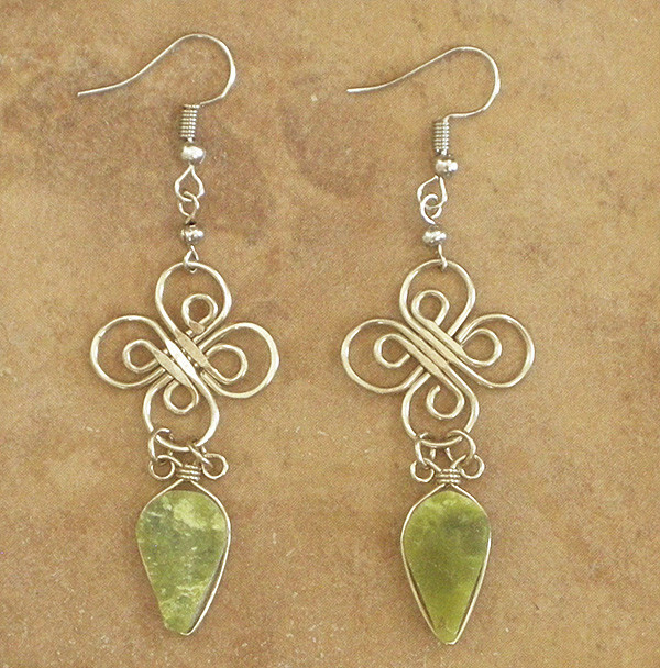 Semi-Precious Stone Serpentine Dangle Earrings – Handcrafted Peruvian Jewelry