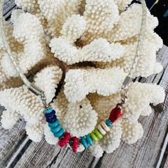 Jasper Beige Braided Leather Sea Turtle Red Blue Purple Necklace Handmade