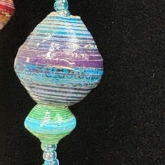 Handmade Paper Beads Necklace 46″ Multicolor African Artisan jewelry Recycled