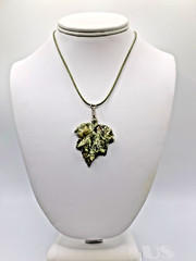 Nature Inspired Carved Green Jasper Leaf necklace with green cord