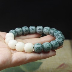 Green-Shaded Ivory-White Bodhi Bead Bracelet A Fashionable Women’s Bracelet
