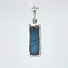 925 Sterling Silver Rectangle / Square Labradorite Pendant – Natrual Gemstone