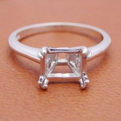 6x8mm Emerald Cut 925 Silver Ring Solitaire Semi Mount Setting Engagement Ring
