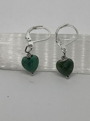African Turquoise Heart Earrings Handmade Tiny Bead Dangle 925 Silver Huggie