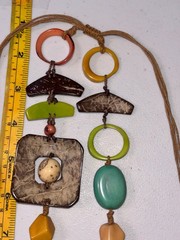 Boho Statement Necklace Coconut Shell Tagua Nut Wood Bead Adjustable Cord Multic