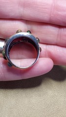 OOAK RED RUBY 3 carat Natural 925 Sterling Silver Ring w 12 Natural black Opals
