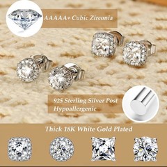 4-Pair Hypoallergenic Back Stud Earrings Set for Sensitive Ears, 316L Stainle…