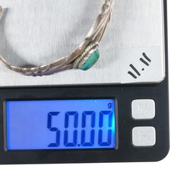 6.375″ Vintage Native American sterling cast cuff bracelet with turquoise