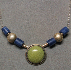 Sterling Silver Blue Sodalite Stone Choker 16″ Length Pendant Chain Necklace