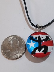 PUERTO RICO COQUI & TAÍNO DOUBLE-SIDED FLAG PENDANT NECKLACE – BORICUA SOUVENIR