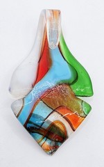 Glass Art Pendant Colorful Swirls Boho