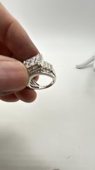 Vintage Sterling Silver Clear Tourmaline Cluster Ring Statement Cocktail Jewelry