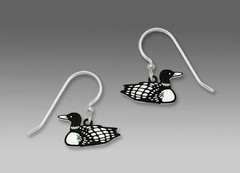 Sienna Sky Earrings Sterling Silver Hook Hand Painted Common Loon Duck Handmade