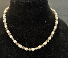 Artisan hand Strung real pearl and faceted Glass bead 17” necklace