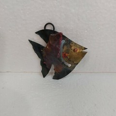 Angel Fish Pendant Brass Figure Mixed Metal Hand Crafted