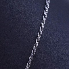 18″ 2mm, vintage Italian Sterling 925 silver diamond cut rope chain necklace