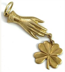 Lucky Clover Charm Necklace Pendant Vintage Victorian Style Hand Brass Jewelry