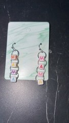 Handmade Mama Earrings Gift Mom Beaded Fun Letter Rainbow Dangle Baby Shower