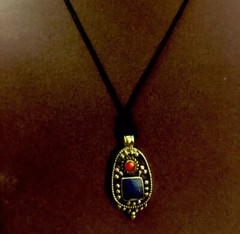 Lapis&Coral Pendant Solid Brass 18/24 Inches Dezigns By Zetroc