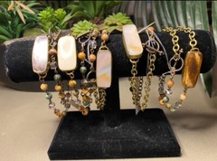 HANDMADE Chain Artisan Abalone Natural Gemstone Choker/Bracelet Wrap GORGEOUS