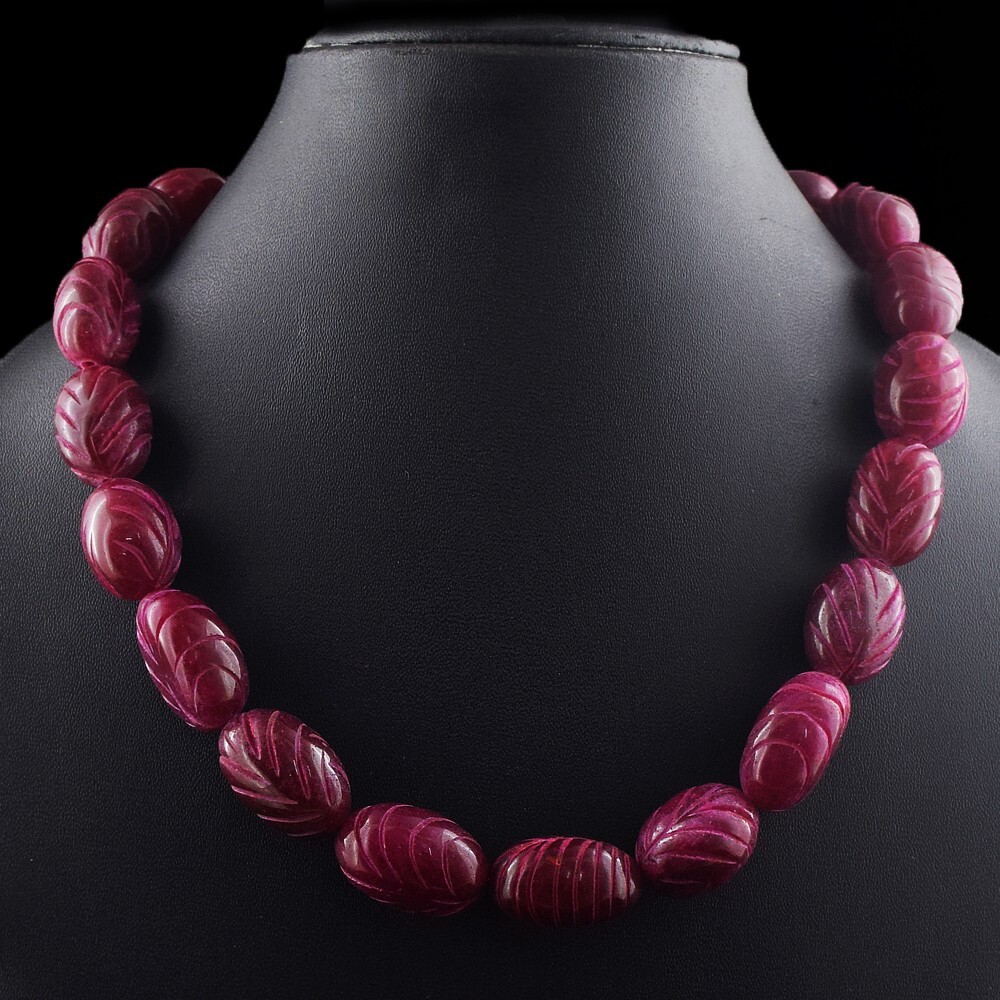 Most Outstanding Red Ruby Carved 788 Cts Beaded Necklace Jewelry VK 21 E595
