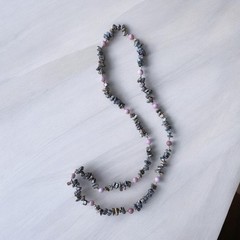 Leopard Skin Jasper & Pink Rhodonite Beaded Necklace Gold Spacers Earthy Boho