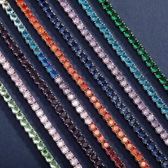 4mm Colorful CZ Tennis Bracelet Hip Hop Iced Out Crystal Chain Buckle For Women