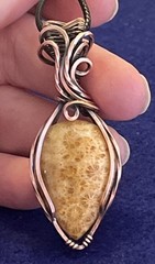 Fossil Coral~ Handmade copper wire wrapped pendant 10k