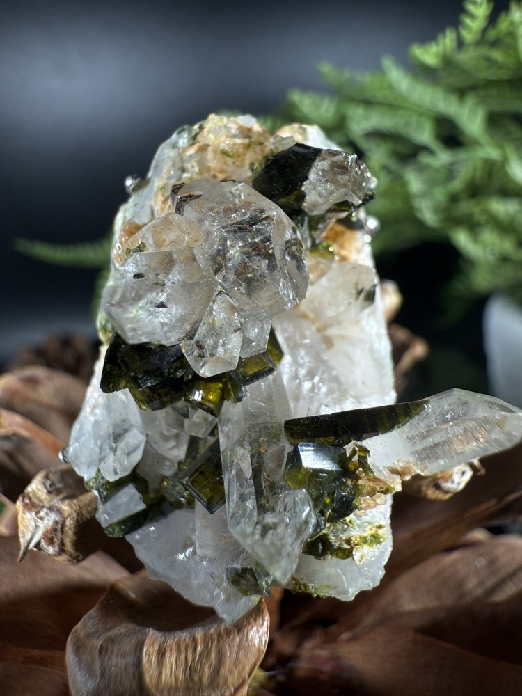 garden quartz epidote Ring Jewelry, Unique handmade crystal ring，S925 Adjustable