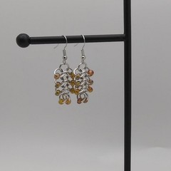 Handmade Chainmaille Earrings – European 4in1 – Tortoise Rainbow – French Hook