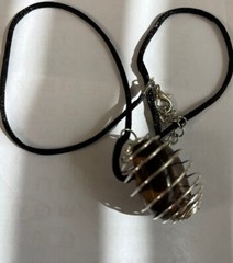 Hand MadeOriginal Properties Stone Necklace “Zebra Marble” Enhanced In Aluminum