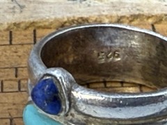 Vintage Artisan Southwest Sterling Turquoise Blue Lapis MOP Ring sz 5.5-332.26