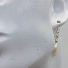 Fresh Water Pearl Oval Drop Sterling Silver Earings | 1 1/4″ Long |White Silver|