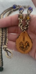 Hemp Necklace Wooden Pendant Grunge Festival Indie Hippie Double Sided 22″