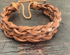 Brown Leather Braided Bracelet Cord Adjustable Brown Leather Bracelet
