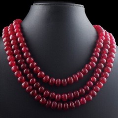3 Strand Wonderful Striking 1228.00 Cts Red Ruby Necklace Jewelery VK 35 E615