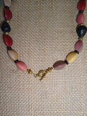 Australian Moukite, Black Lava Necklace and Dangle Earrings Set, Stone Necklace