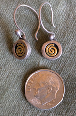 Vintage 90s Farfetched sterling earrings with brass spiral minimalist ss spiral