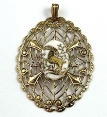 Capricorn Zodiac Charm Necklace Pendant Vintage Cabochon Astrology Jewelry