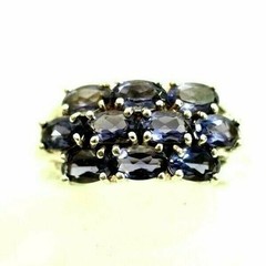Cute Ladies 10 Stone Tanzanite Ring Sterling Silver size 6.5