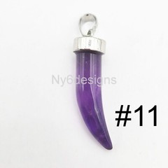 Natural Gemstone Horn Pendant Necklace Making Amethyst Tiger Eye Opalite Onyx