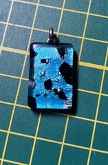 Turquoise Italian Murano Glass Rectangular Pendant, UNIQUE! Great condition!