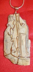 AZ Petrified Wood wire wrap sp snake chain necklace natural stone pendant #207